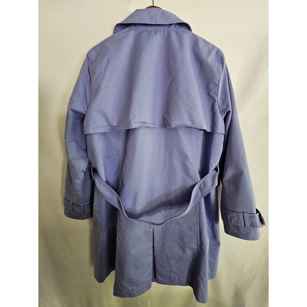 LL Bean Womens Trench Coat Lavender Double Breasted Belted Rain Jacket Size 1X - Picture 2 of 7